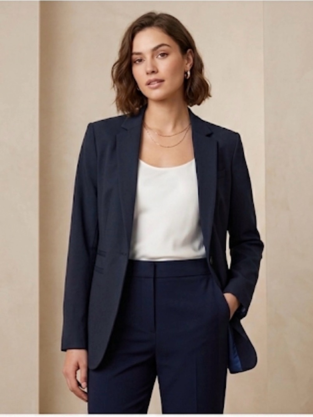 Calvin Klein Woman Navy Single-Button Blazer
